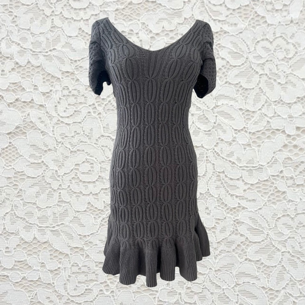 vintage frederick's of‎ hollywood knit sweater dress with ruffle hem
